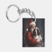 Porte-clés Springer Spaniel Père Noël Festif Noël (Devant gauche)