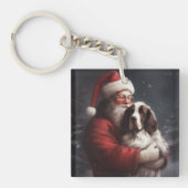 Porte-clés Springer Spaniel Père Noël Festif Noël (Devant)