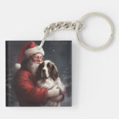 Porte-clés Springer Spaniel Père Noël Festif Noël (Dos)