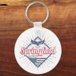 Porte-clés Springfield City Illinois États-Unis Retro USA<br><div class="desc">Springfield dans l'Illinois, capitale de l'Amérique, aigle vintage design souvenir. Springfield ville rétro Drapeau américain design pour voyager aux États-Unis et l'Illinois ou des vacances dans le comté de Sangamon. Springfield avec aigle pour vacances aux USA. Capitale de Springfield aux Etats-Unis avec drapeau américain vintage aigle souvenir pour les vacances...</div>
