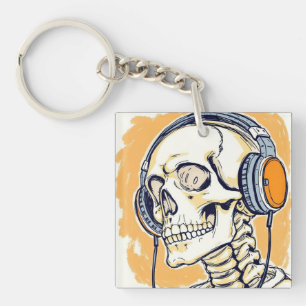 Porte-clés Squelette avec casque audio
