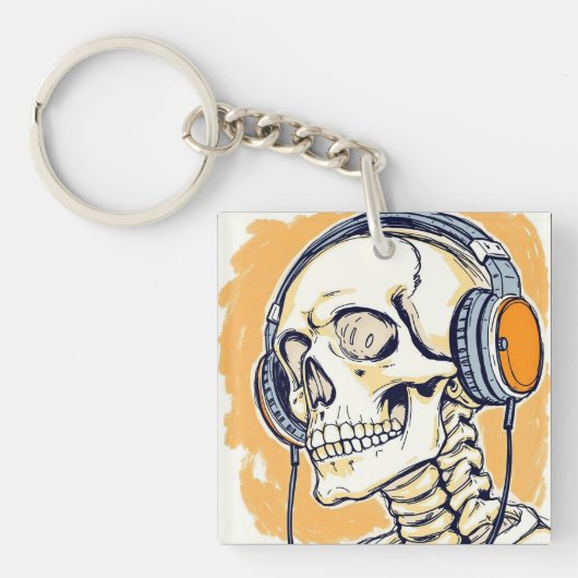 Porte-clés Squelette avec casque audio (Devant)