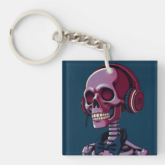 Porte-clés Squelette avec casque audio (Devant)