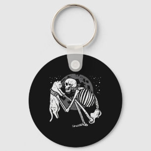 Porte-clés Squelette Chat Crâne Kitty Cute Goth Halloween Men