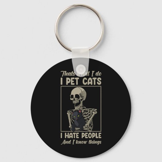 Porte-clés Squelette Chat Kitten Lover Grumpy Crâne Kitty Pet (Recto)
