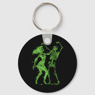 Porte-clés Squelette Dansant Avec Femme Zombie Vert