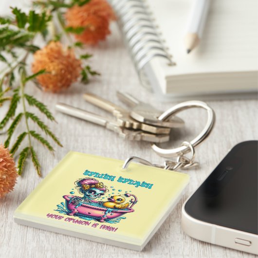 Porte-clés Squelette d'art de mots drôle de sarcasme (Devant Droit)