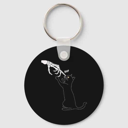 Porte-clés Squelette de chat noir Main Boop Nez de chat drôle (Recto)