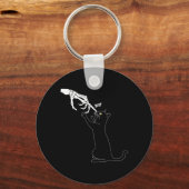 Porte-clés Squelette de chat noir Main Boop Nez de chat drôle (Recto)