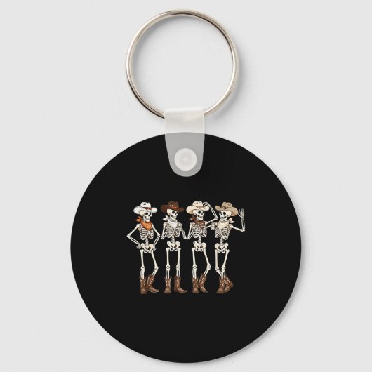 Porte-clés Squelette de danse de cheval de bottes Western Cou (Recto)