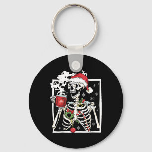 Porte-clés Squelette De Noël Avec Crâne Souriant Boire Cof