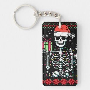 Porte-clés Squelette de Noël Je Préfère Halloween Xmas Moche