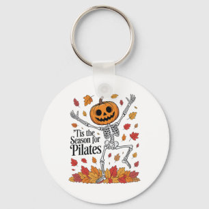 Porte-clés Squelette de Pilates drôle Citrouille Yoga Hallowe
