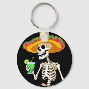 Porte-clés squelette de sombrero de fiesta mexicaine cinco de