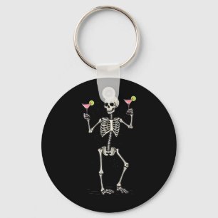 Porte-clés Squelette d'Halloween buvant queue cosmopolite