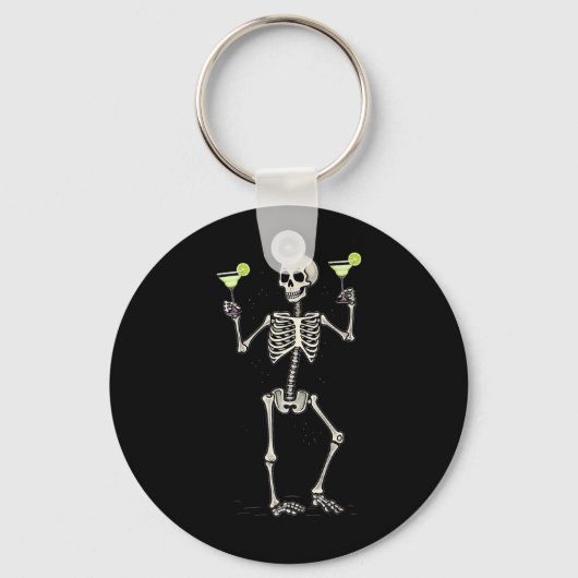 Porte-clés Squelette d'Halloween buvant une queue de Margarit (Recto)