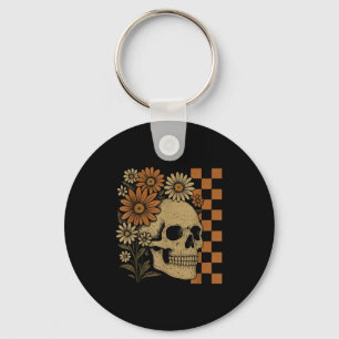 Porte-clés Squelette floral rétro Drôle crâne Halloween