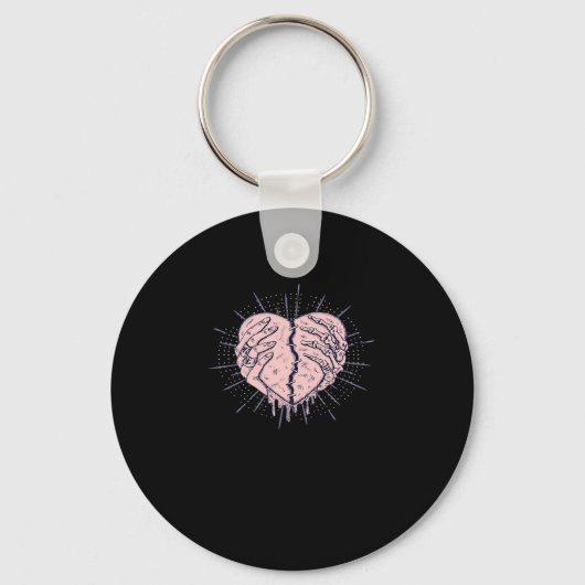 Porte-clés Squelette Main Avec Coeur Classique (Recto)