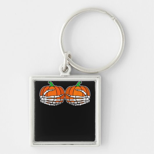 Porte-clés Squelette Main sur la poitrine Citrouille Hallowee (Devant)