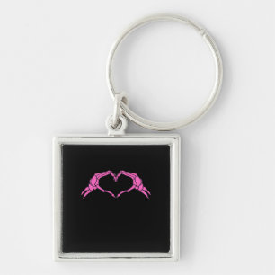 Porte-clés Squelette Mains Panneau Coeur Retro Halloween