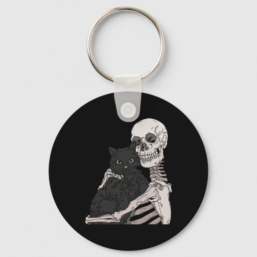 Porte-clés Squelette tenant un chat Lazy Costume d'Halloween  (Recto)