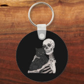Porte-clés Squelette tenant un chat Lazy Costume d'Halloween  (Recto)