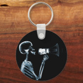 PORTE-CLÉS SQUELETTE X-RAY SUR MEGAPHONE - BLEU (Recto)