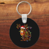 Porte-clés Squirrel Christmas Tree Lights Reindeer Santa Hat (Recto)