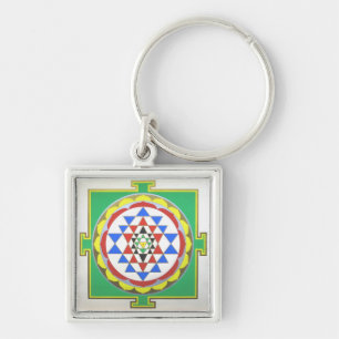 Porte-clés Sri Yantra Géométrie Sacrée - Couleurs Précises