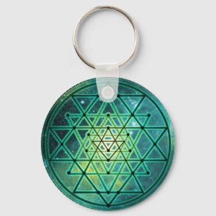 Porte-clés Sri Yantra vert mystique
