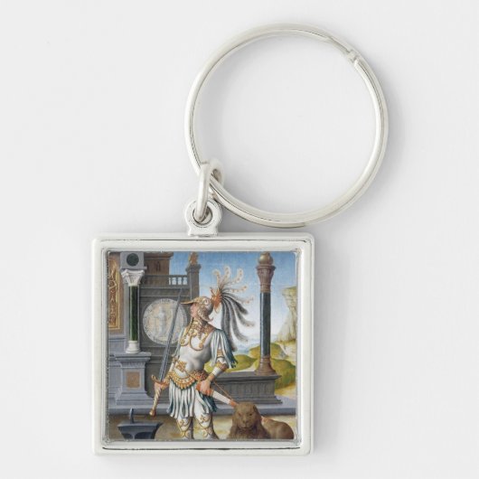 Porte-clés St Adrian dans l'armure dans un paysage ouvert (Devant)