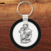Porte-clés St Joseph Priez pour nous Noir, Blanc, Catholique (Recto)