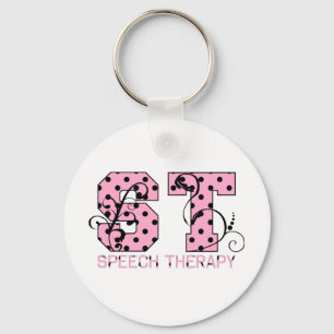 Porte-clés st letters pink and black polka dots
