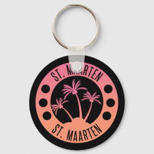 Porte-clés St Maarten Rose et Coral Gradient Sint Martin