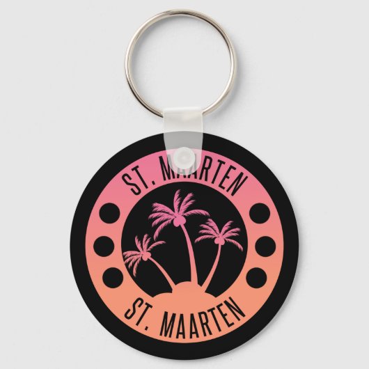 Porte-clés St Maarten Rose et Coral Gradient Sint Martin (Recto)