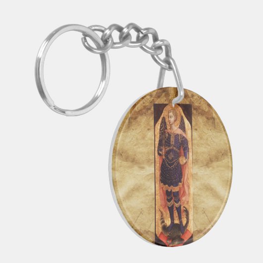 Porte-clés ST MICHAEL ARCHANGEL AVEC DRAGON Parchemin de priè (Devant gauche)