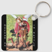 Porte-clés ST. MICHAEL, DRAGON ET JUSTICE, Rouge Vert Brown (Dos)