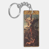 Porte-clés ST. MICHAEL VANGUISHING SATAN Parchemin de prière (Devant gauche)