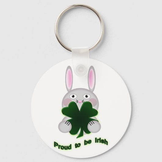Porte-clés St. Patricks Bunny Fier d'être Shamrock irlandais (Recto)