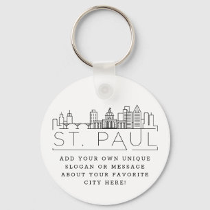 Porte-clés St. Paul Styliszed Skyline   Slogan personnalisé