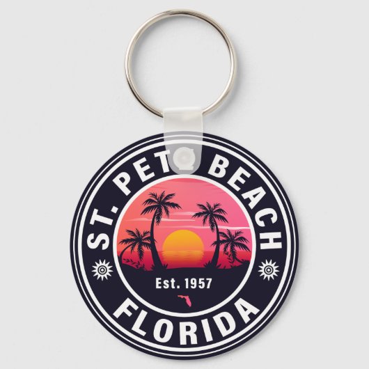 Porte-clés St. Pete Beach Floride Retro Sunset Souvenirs 60s (Recto)