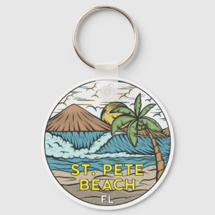 Porte-clés St Pete Beach Floride Verre Vintage