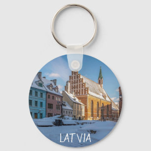 Porte-clés St. Peter's Church in winter in Riga, Latvia