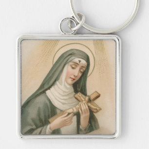 Porte-clés St. Rita de Cascia (M 015) Premium Carré Metal