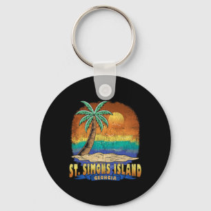 Porte-clés St. Simons Island Géorgie Souve Vintage en détress