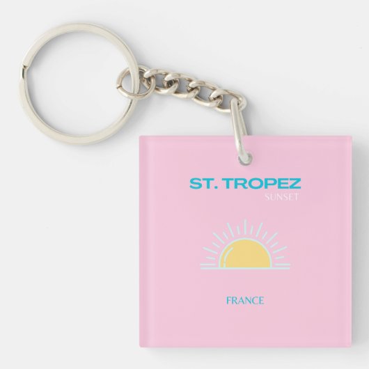 Porte-clés St Tropez, France, Preppy, Rose (Devant)