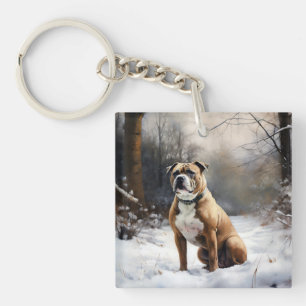 Porte-clés Staffordshire Bull Terrier Qu'il neige Noël
