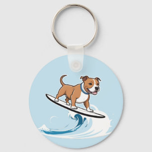 Porte-clés Staffordshire Bull Terrier Surfant Les Vagues,