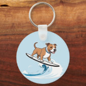 Porte-clés Staffordshire Bull Terrier Surfant Les Vagues, (Recto)
