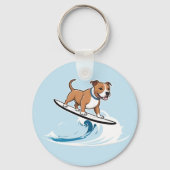 Porte-clés Staffordshire Bull Terrier Surfant Les Vagues, (Verso)